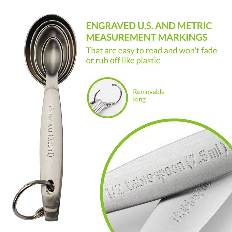 Spring Chef Stainless Steel Measuring Spoons Set of 7, Oval Metal Teaspoon & Tablespoon Measuring Spoons - Nesting Kitchen Gadgets For Baking & Cooking, Dual Measurements - Dry & Liquid Ingredients - Image 3